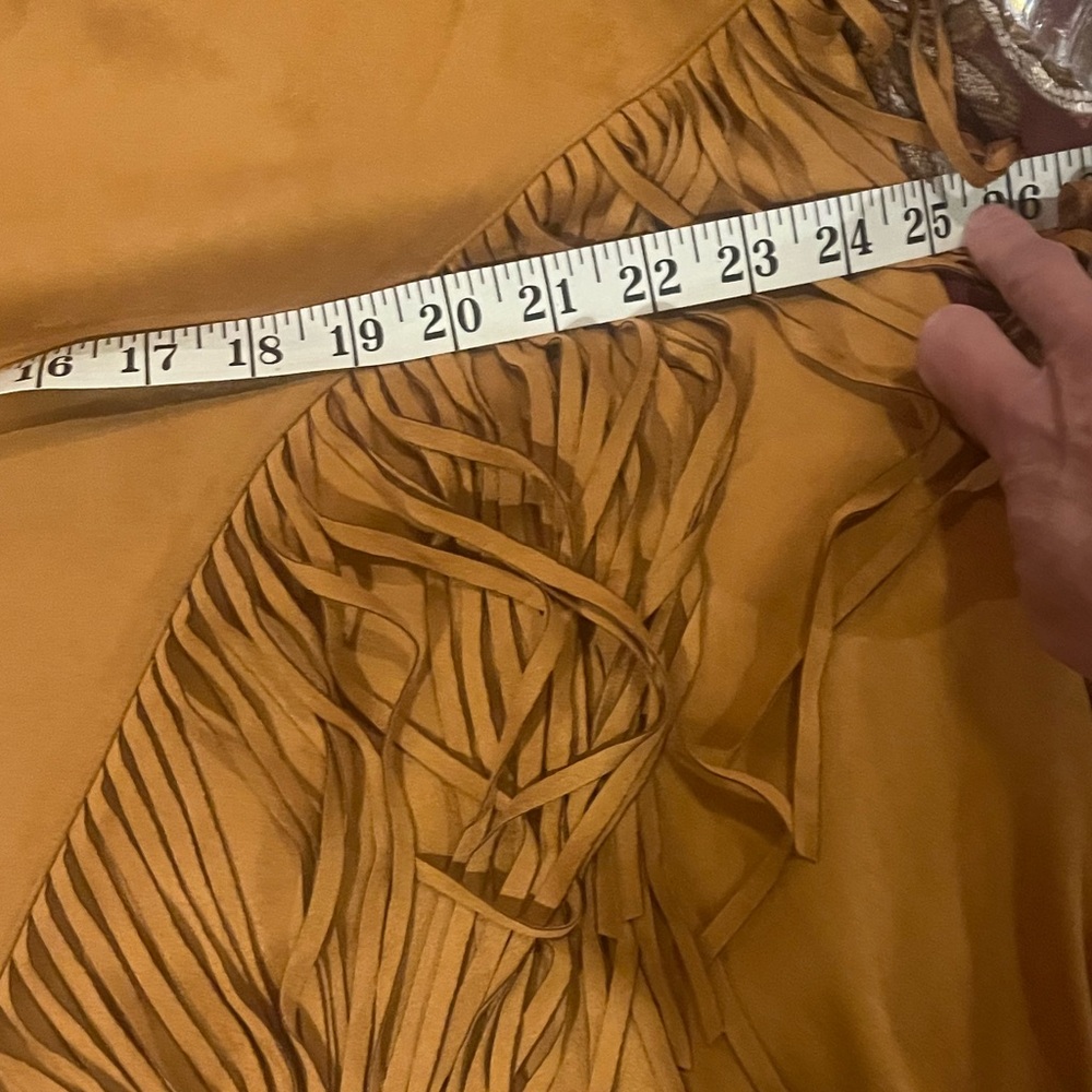 American West Camel Asymmetrical Fringe Midi Skirt - Picture 12 of 12